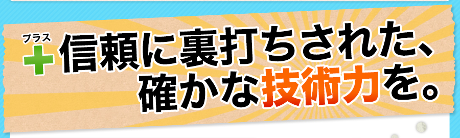 プラス 信頼に裏打ちされた、確かな技術力を。